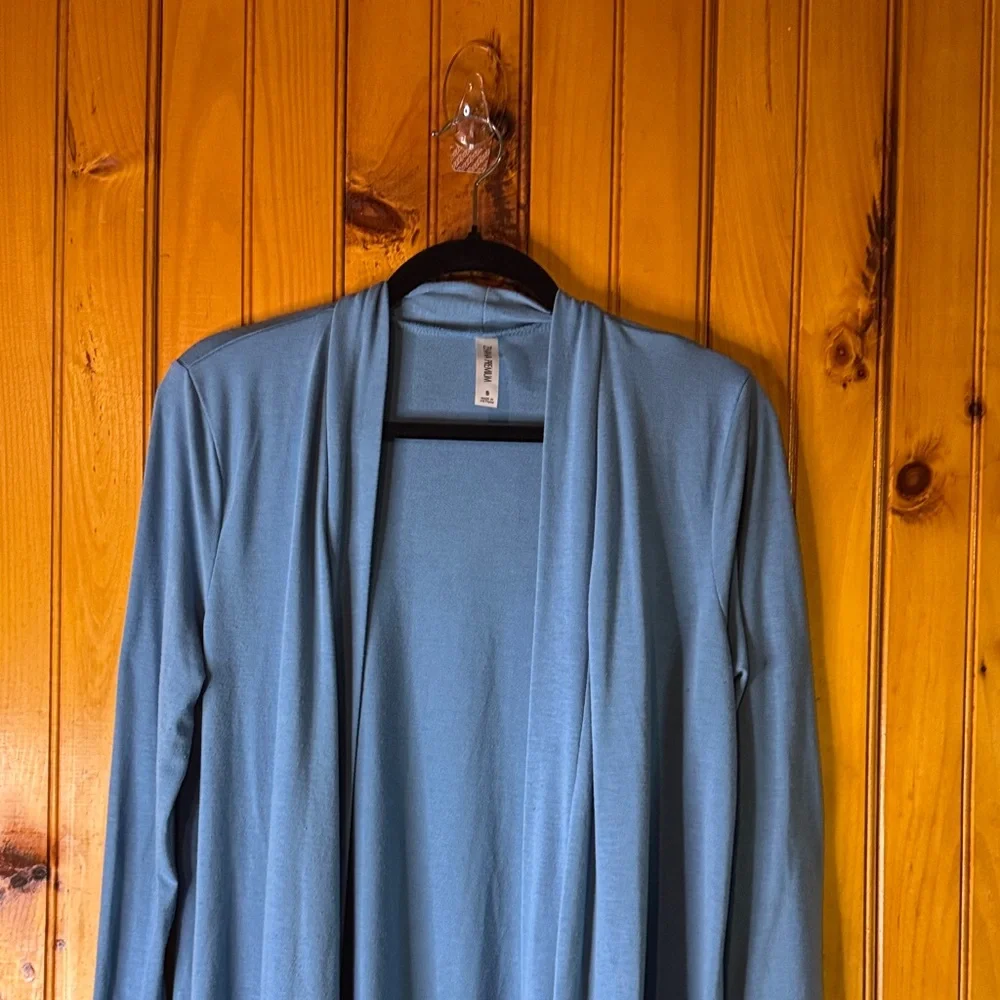 Zenana Outfitters Light Blue Open Front Cardigan - Picture 5 of 6